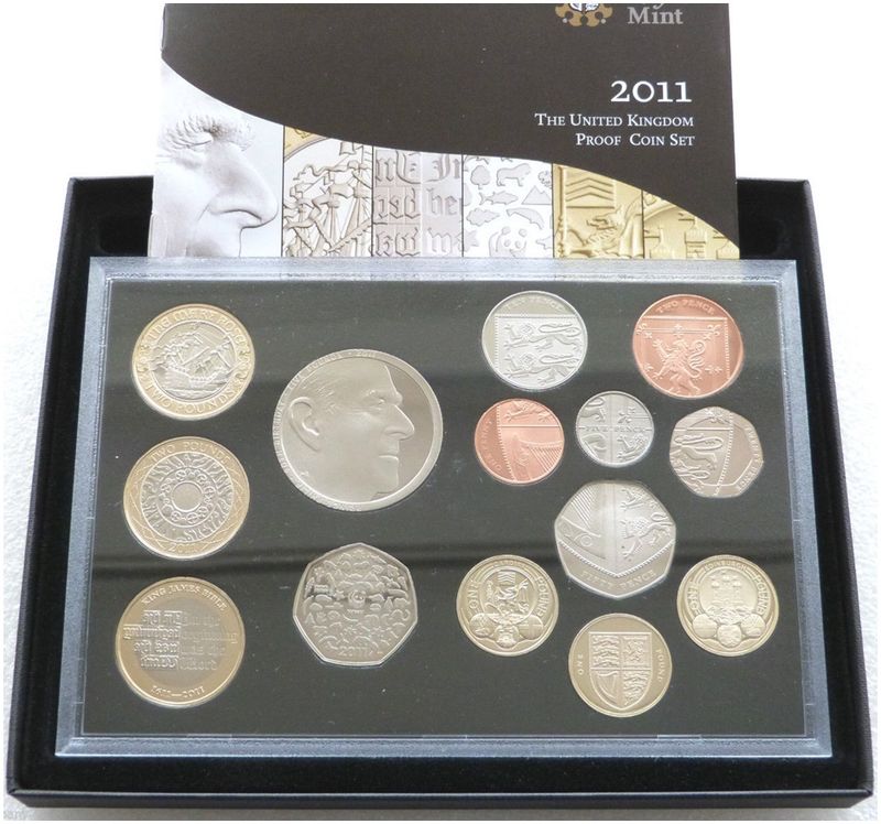 2011 Royal Mint Standard Proof 14 Coin Set Box Coa
