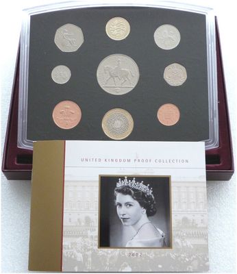 2002 Royal Mint Standard Proof 9 Coin Set Box Coa