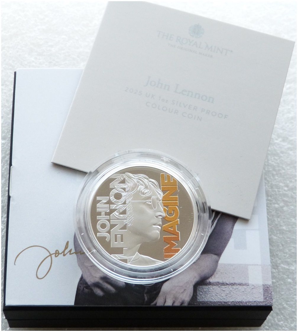 2025 Music Legends John Lennon £2 Silver Proof 1oz Coin Box Coa