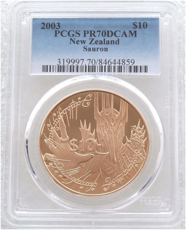 2003 New Zealand Lord of the Rings Sauron $10 Gold Proof Coin PCGS PR70 DCAM