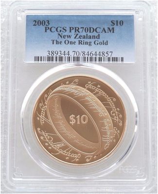 2003 New Zealand Lord of the Rings One Ring $10 Gold Proof Coin PCGS PR70 DCAM
