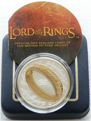 2003 New Zealand Lord of the Rings One Ring $1 Silver Gold Proof Coin Box Coa