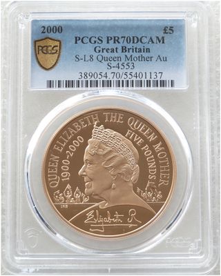 2000 Queen Mother Centenary £5 Five Pound Gold Proof Coin PCGS PR70 DCAM