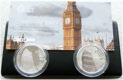 2017 Chimes of History Big Ben £2 Silver Proof 2 Coin Set Box Coa