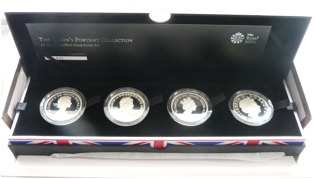 2013 Queens Portrait Coronation Piedfort £5 Silver Proof 4 Coin Set Box Coa