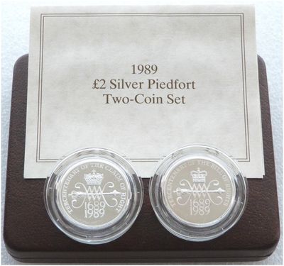 1989 Bill and Claim of Rights Piedfort £2 Silver Proof 2 Coin Box Coa