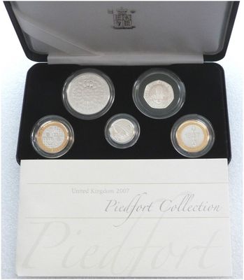 2007 Piedfort Silver Proof 5 Coin Set Box Coa