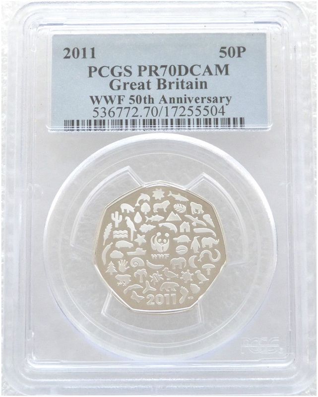 2011 World Wildlife Fund WWF 50p Silver Proof Coin PCGS PR70 DCAM
