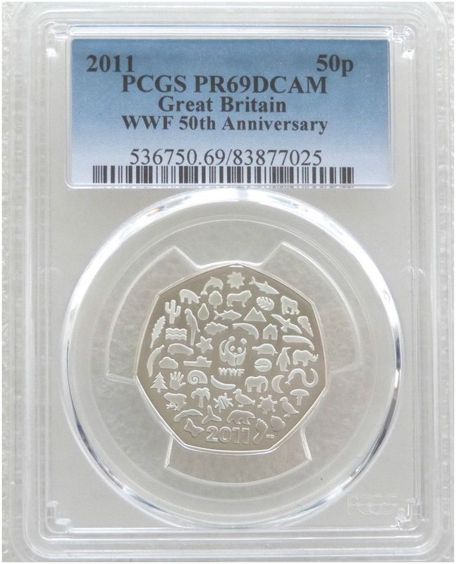 2011 World Wildlife Fund WWF 50p Silver Proof Coin PCGS PR69 DCAM