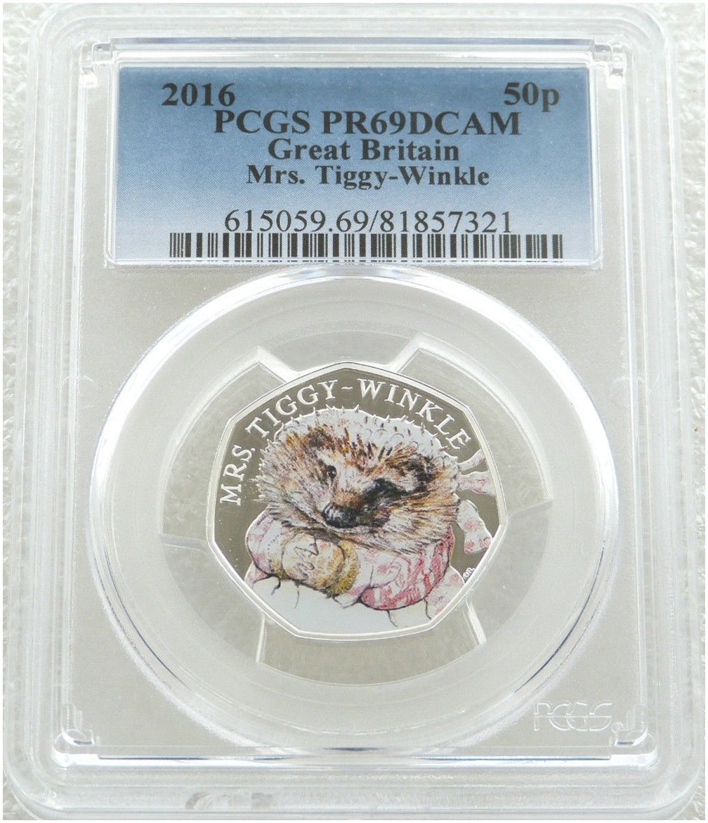 2016 Mrs Tiggy-Winkle 50p Silver Proof Coin PCGS PR69 DCAM