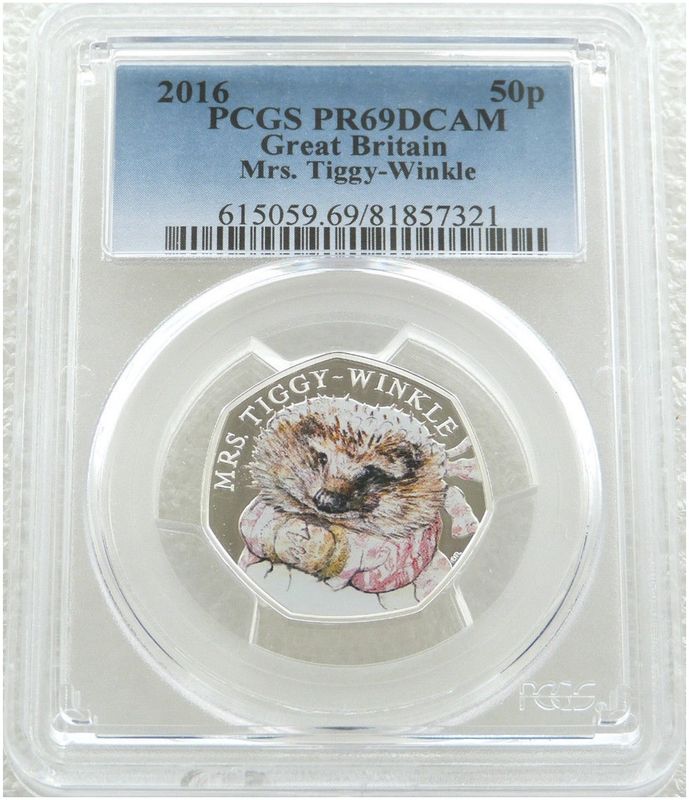2016 Mrs Tiggy-Winkle 50p Silver Proof Coin PCGS PR69 DCAM