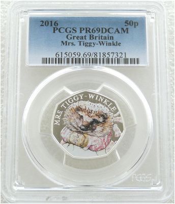 2016 Mrs Tiggy-Winkle 50p Silver Proof Coin PCGS PR69 DCAM