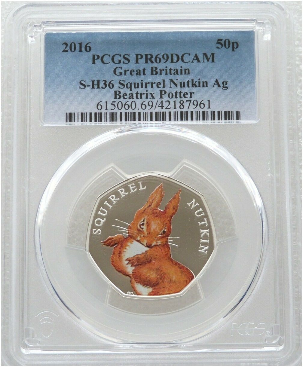2016 Squirrel Nutkin 50p Silver Proof Coin PCGS PR69 DCAM