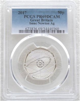 2017 Sir Isaac Newton 50p Silver Proof Coin PCGS PR69 DCAM