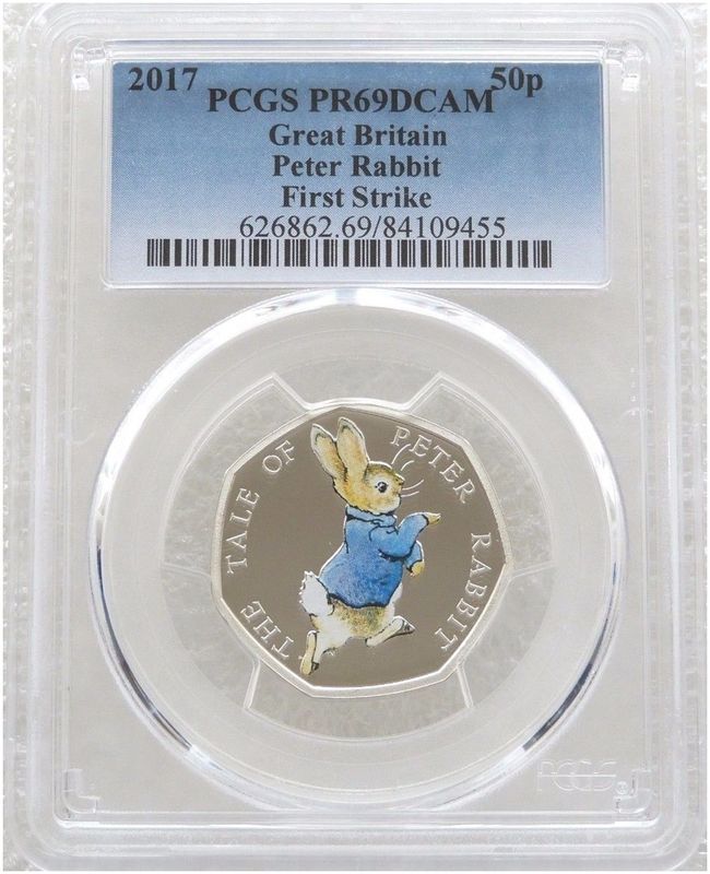 2017 Peter Rabbit 50p Silver Proof Coin PCGS PR69 DCAM First Strike