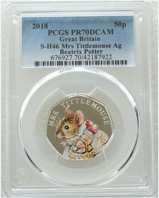 2018 Mrs Tittlemouse 50p Silver Proof Coin PCGS PR70 DCAM