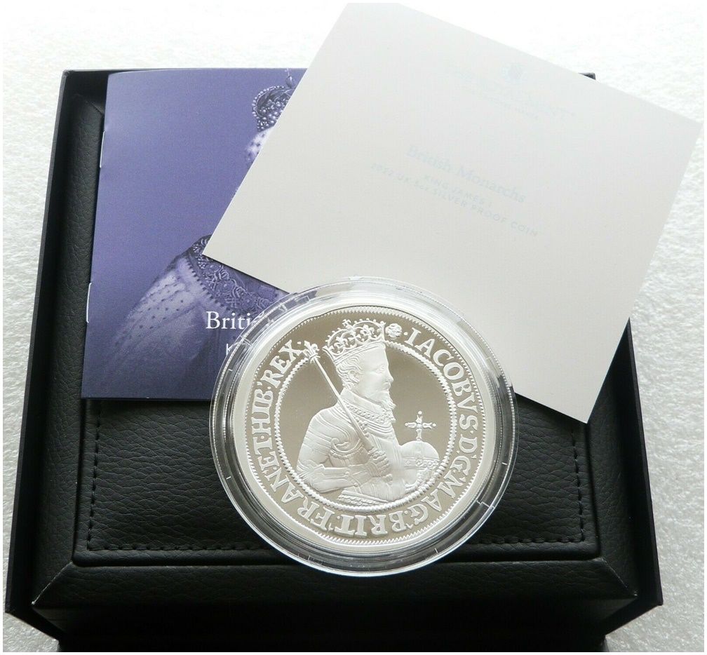 2022 British Monarchs King James I £10 Silver Proof 5oz Coin Box Coa