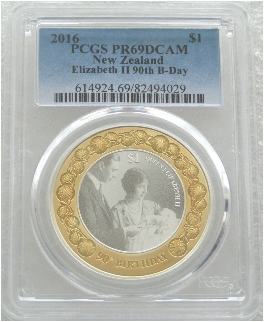 2016 New Zealand Queens 90th Birthday $1 Silver Proof 1oz Coin PCGS PR69 DCAM