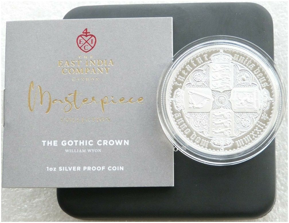 2022 Saint Helena Gothic Crown £1 Silver Proof 1oz Coin Box Coa