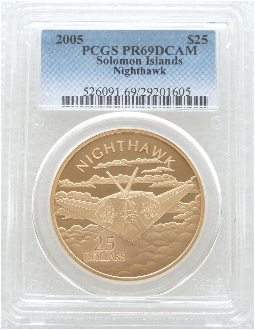 2005 Solomon Islands History Powered Flight Nighthawk $25 Silver Gold Proof 1oz Coin PCGS PR69 DCAM