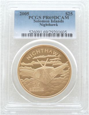 2005 Solomon Islands History Powered Flight Nighthawk $25 Silver Gold Proof 1oz Coin PCGS PR69 DCAM