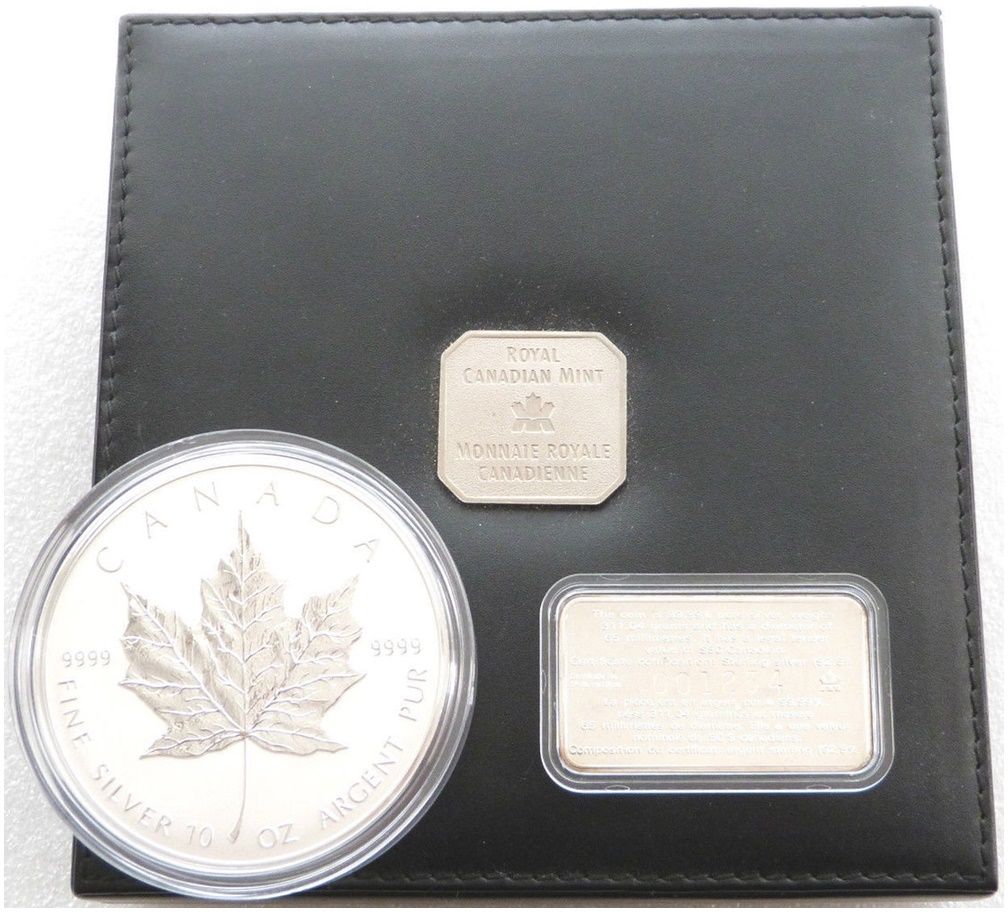1998 Canada Maple Leaf 10th Anniversary $50 Silver 10oz Coin Box Coa