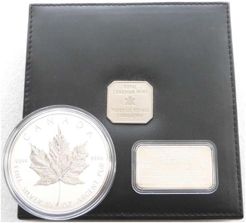 1998 Canada Maple Leaf 10th Anniversary $50 Silver 10oz Coin Box Coa