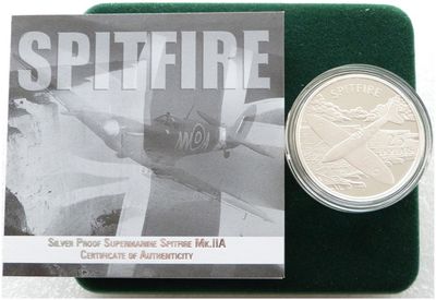 2003 Solomon Islands History Powered Flight Spitfire $25 Silver Proof 1oz Coin Box Coa