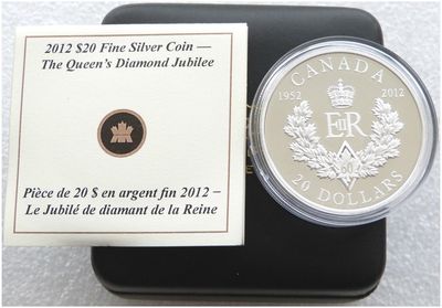 2012 Canada Diamond Jubilee Royal Cypher $20 Silver Proof 1oz Coin Box Coa