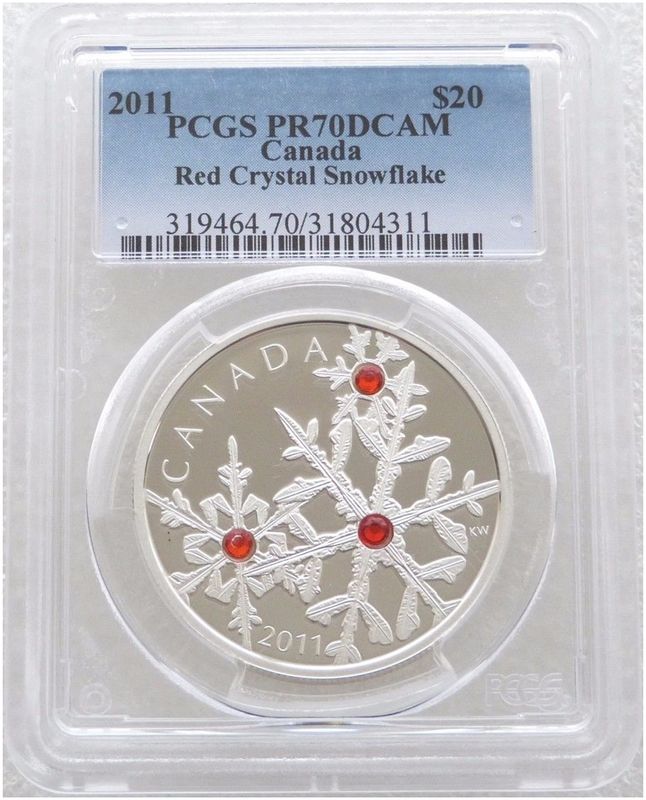 2011 Canada Swarovski Crystal Snowflake Hyacinth Red $20 Silver Proof 1oz Coin PCGS PR70 DCAM