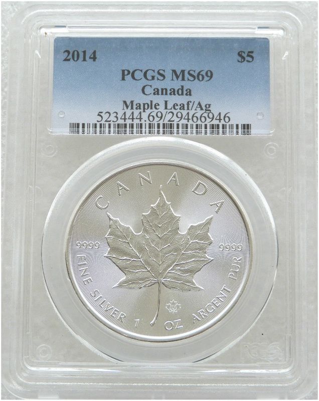 2014 Canada Maple Leaf Privy $5 Silver 1oz Coin PCGS MS69