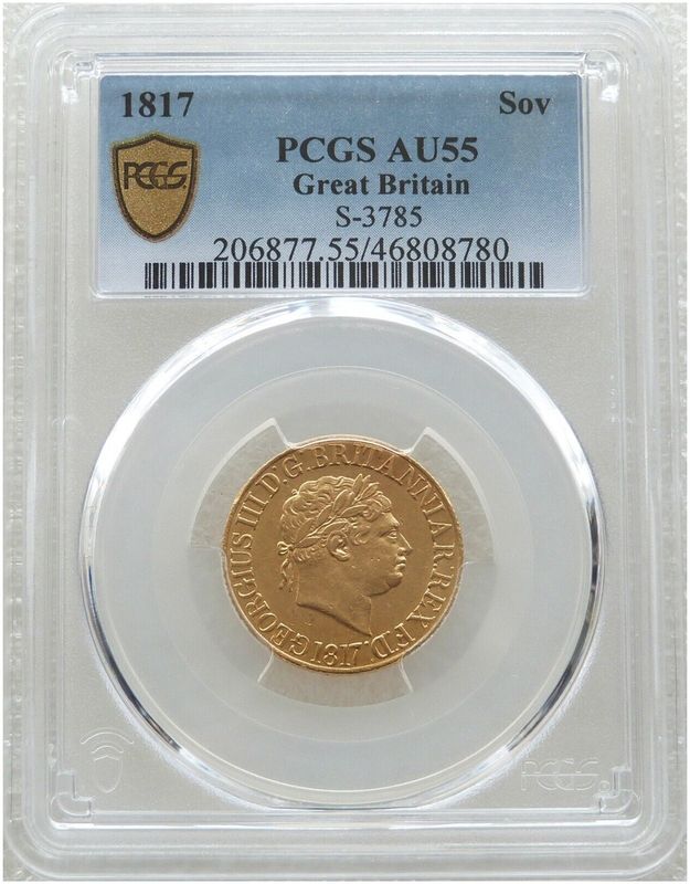 1817 George III Full Sovereign Gold Coin PCGS AU55