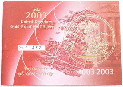 2003 St George and the Dragon Half Sovereign Gold Proof Coin Certificate Only