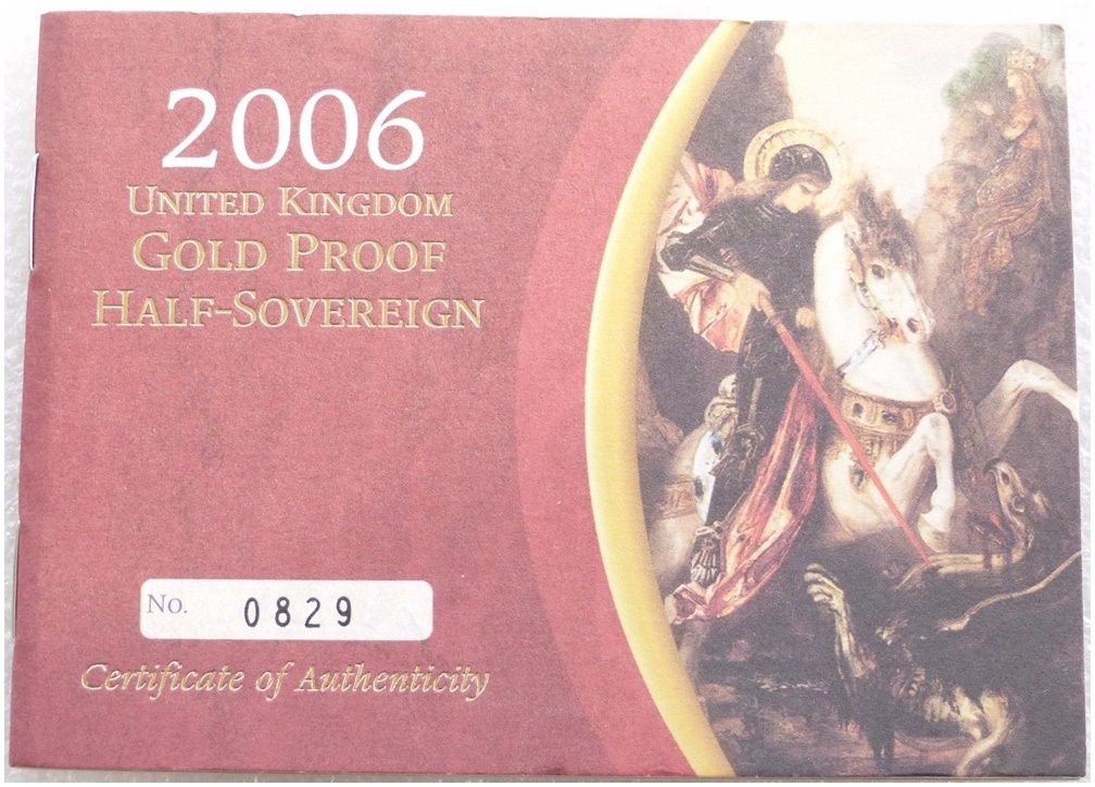 2006 St George and the Dragon Half Sovereign Gold Proof Coin Certificate Only