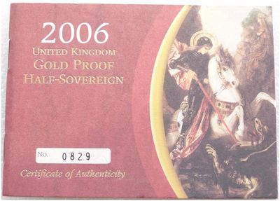 2006 St George and the Dragon Half Sovereign Gold Proof Coin Certificate Only