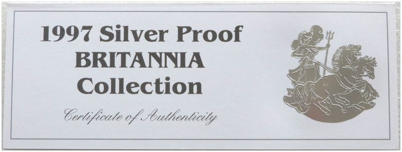 1997 Britannia Silver Proof 4 Coin Set Certificate Only