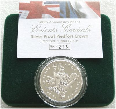 2004 Entente Cordiale Piedfort £5 Silver Proof Coin Box Coa