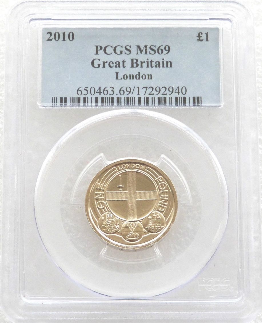 2010 Capital Cities of the UK London £1 Brilliant Uncirculated Coin PCGS MS69