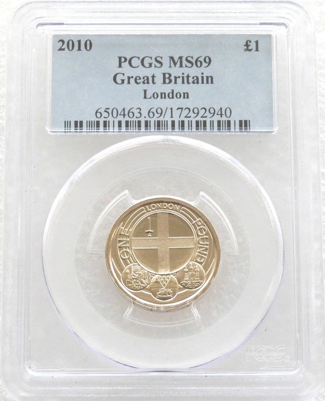 2010 Capital Cities of the UK London £1 Brilliant Uncirculated Coin PCGS MS69