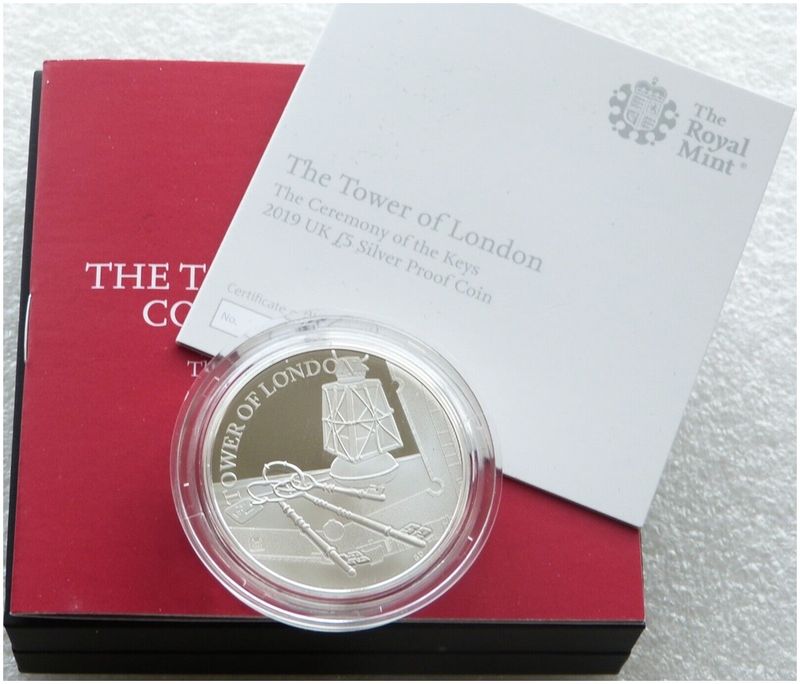 2019 Tower of London Ceremony of the Keys £5 Silver Proof Coin Box Coa