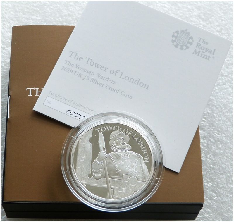 2019 Tower of London The Yeoman Warders £5 Silver Proof Coin Box Coa