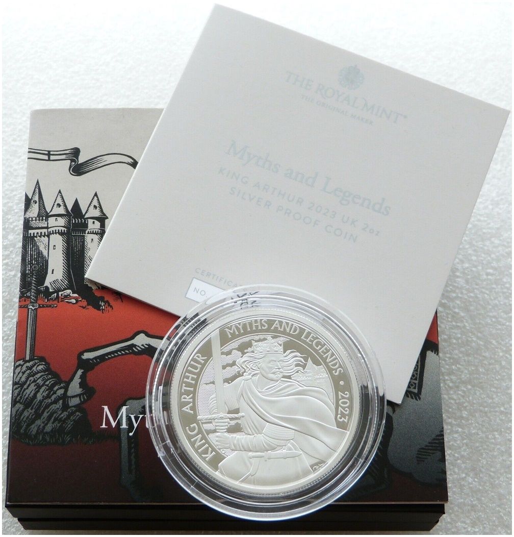 2023 Myths and Legends King Arthur £5 Silver Proof 2oz Coin Box Coa