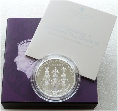 2023 King Charles III Coronation £5 Five Pound Silver Proof Coin Box Coa