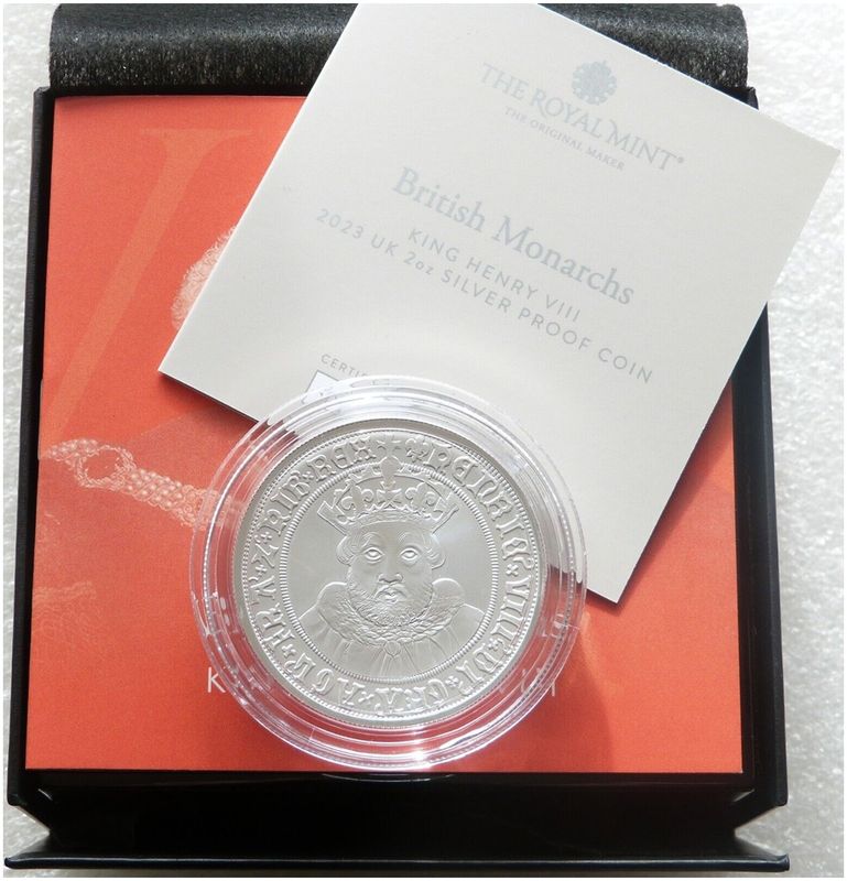 2023 British Monarchs King Henry VIII £5 Silver Proof 2oz Coin Box Coa