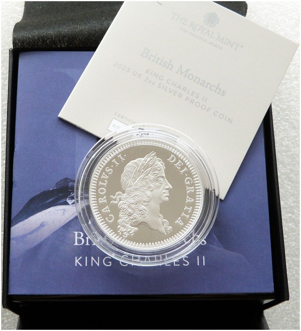 2023 British Monarchs King Charles II £5 Silver Proof 2oz Coin Box Coa