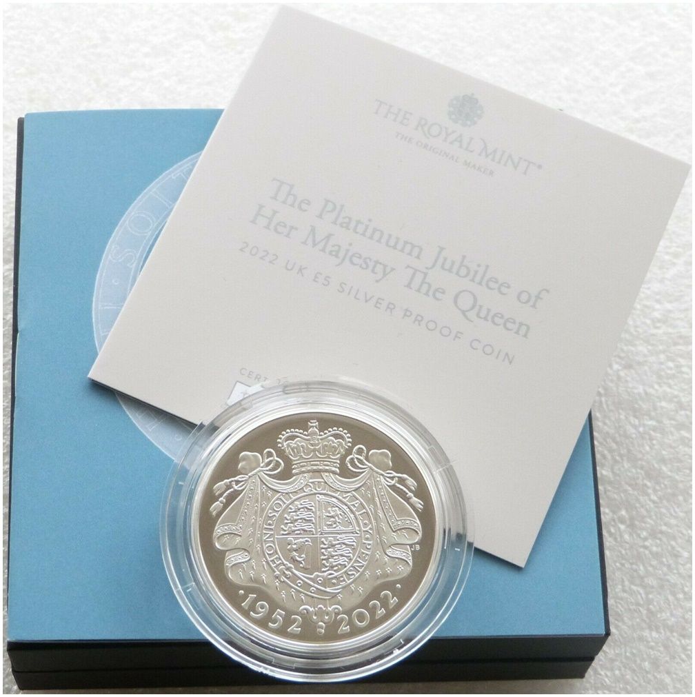 2022 Platinum Jubilee £5 Silver Proof Coin Box Coa