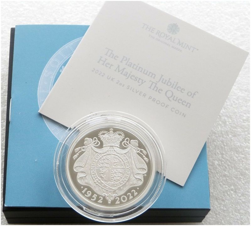 2022 Platinum Jubilee £5 Silver Proof 2oz Coin Box Coa Number 0006
