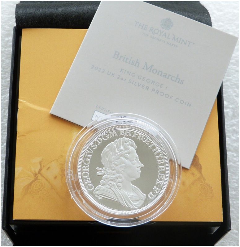 2022 British Monarchs King George I £5 Silver Proof 2oz Coin Box Coa