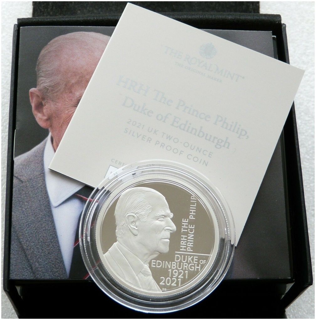 2021 Prince Philip Memorial £5 Silver Proof 2oz Coin Box Coa