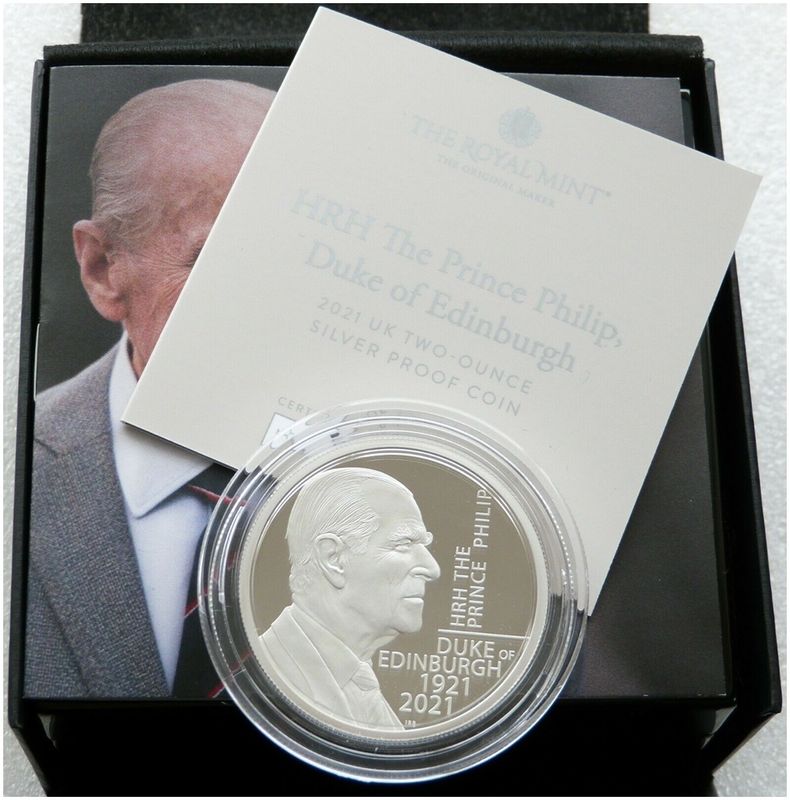 2021 Prince Philip Memorial £5 Silver Proof 2oz Coin Box Coa